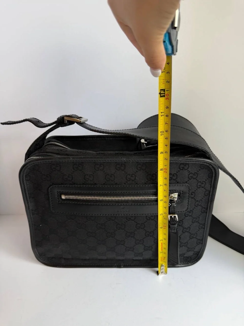 Gucci GG Monogram Canvas/Leather Black Crossbody Shoulder Messenger Bag